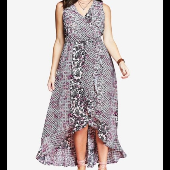 NWOT RUFFLE FAUX-WRAP MAXI DRESS BY CHELSEA STUDIO - Picture 1 of 4